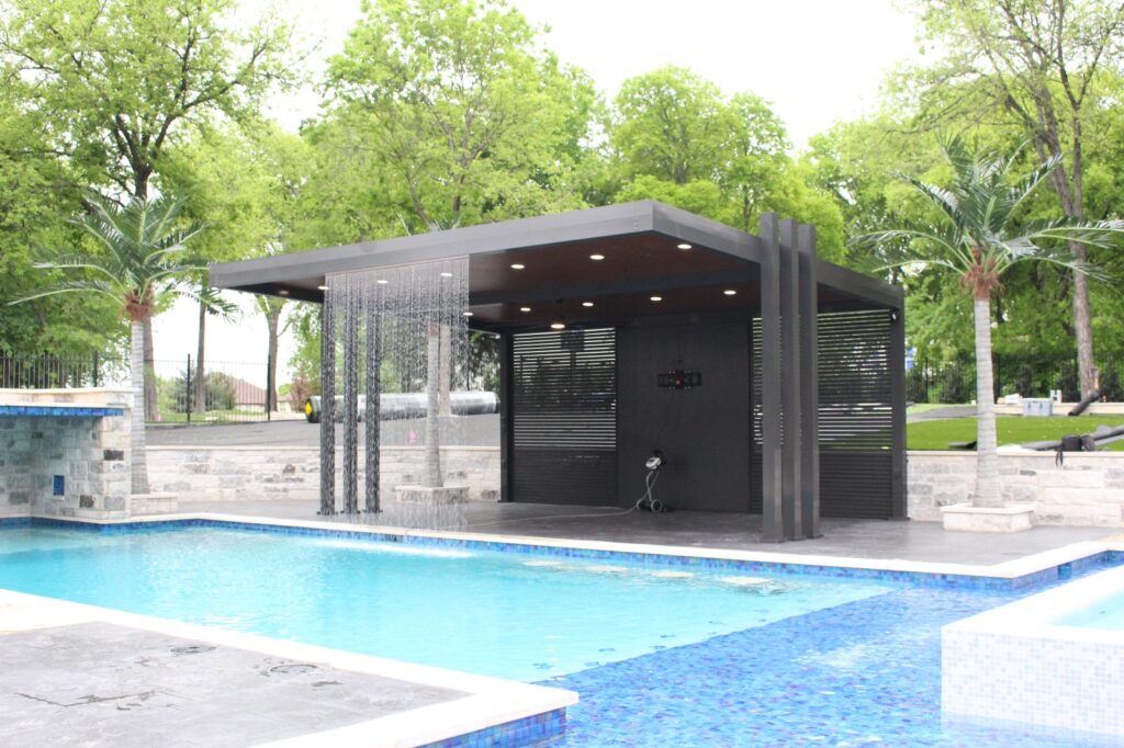 Custom aluminum covered patio  with lighting and ceiling fan