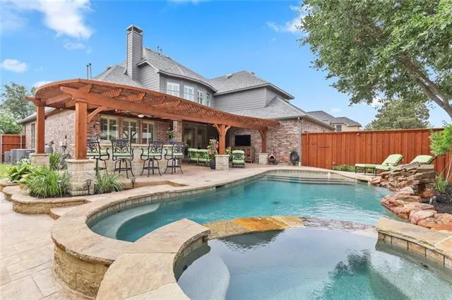 Natural pool with arbor
