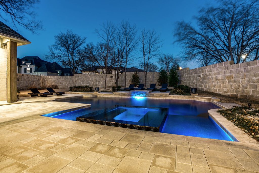 Custom linear pool in Frisco backyard