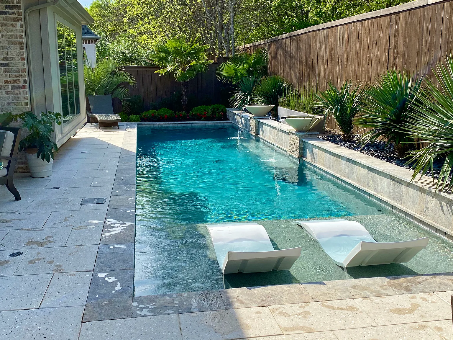 Custom linear pool in Frisco backyard